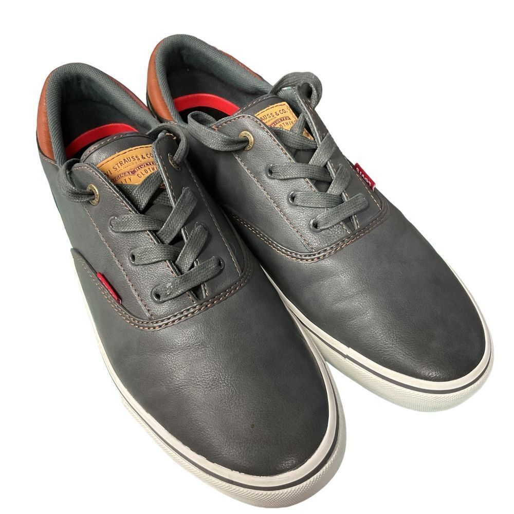 Levi's Men's Synthetic Leather Sneaker Shoe ‎ Lace-Up Round Toe Gray Size 11